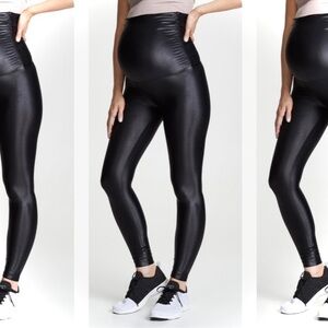 KORAL Lustrous Maternity Shiny Liquid Black Leggings Yoga Pants